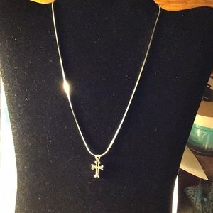 Beautiful 1930s sterling cross and chain necklace